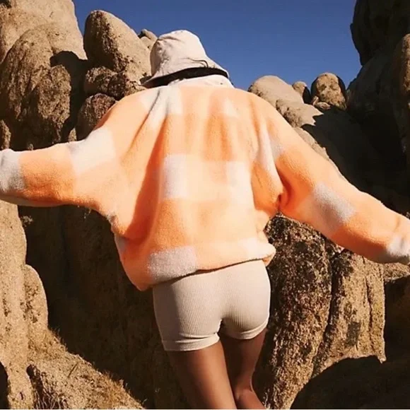 NWOT! Free People Movement Hit the Slopes Printed Pullover; Orange and White; XS - Picture 3 of 11